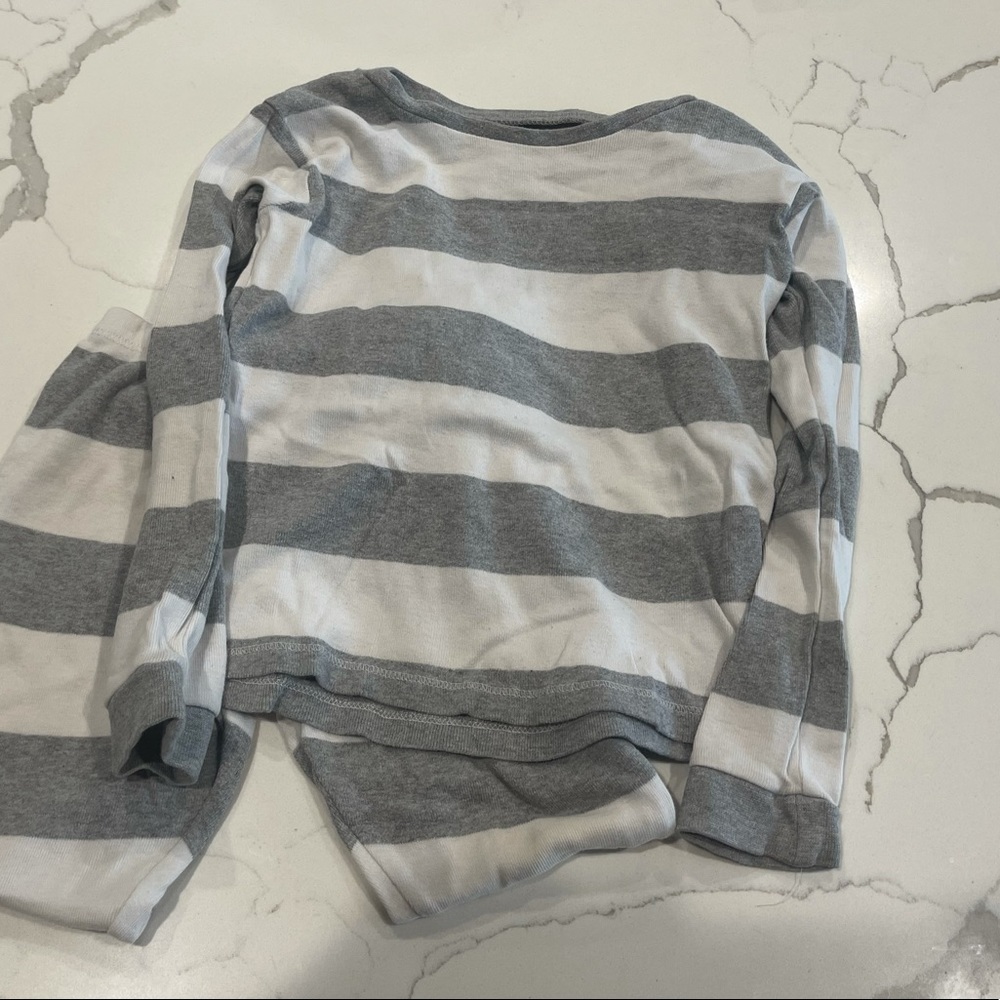 Burts bees pajamas grey/white rugby stripe size 5